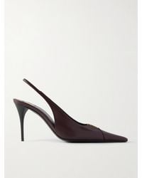 Saint Laurent - Babylone Cassandre-Embellished Leather Slingback Pumps - Lyst