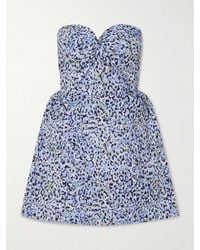 Kika Vargas - Rossy Strapless Gathered Printed Twill Mini Dress - Lyst
