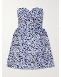 Kika Vargas - Rossy Strapless Gathered Printed Twill Mini Dress - Lyst