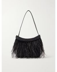 STAUD - Winslow Bead And Feather-Embellished Silk Shoulder Bag - Lyst