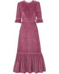 The Vampire's Wife Festival Ruffled Cotton-corduroy Maxi Dress - Purple