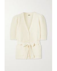 Adam Lippes Embellished Ribbed Cashmere And Silk-blend Cardigan - White