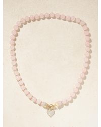 Sydney Evan - Love Kette Aus 14 Karat Mit Rosenquarz Und Diamanten - Lyst