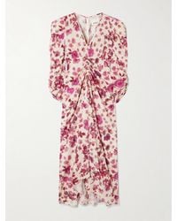 Isabel Marant - Albini Gathered Printed Silk-Blend Midi Dress - Lyst