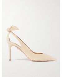 Aquazzura - Bow Tie 85 Suede Pumps - Lyst