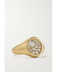 Jade Trau Ring Aus 18 Karat Gold Mit Diamanten - Mettallic