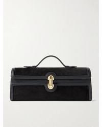 SAVETTE - Slim Symmetry Pochette Leather-Trimmed Suede Tote - Lyst