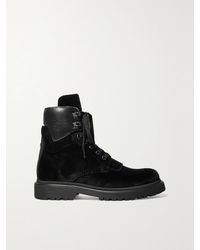 Moncler - Patty Leather-Trimmed Velvet Ankle Boots - Lyst