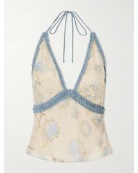 SIR. - Cecile Ruffled Printed Chiffon Halter Top - Lyst