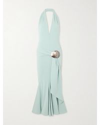 Conner Ives - Embellished Stretch Recycled-Satin Halterneck Midi Dress - Lyst