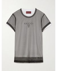 Gucci - Layered Printed Tulle And Cotton And Modal-Blend Jersey T-Shirt - Lyst