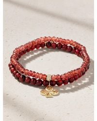 Sydney Evan - Set Of Two 14-Karat, Garnet And Diamond Bracelets - Lyst