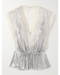 Rabanne - Lace-Trimmed Chainmail Blouse - Lyst