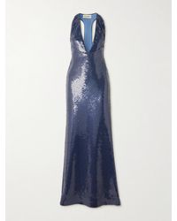 The New Arrivals Ilkyaz Ozel - Olympia Sequined Jersey Halterneck Gown - Lyst