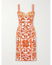 Dolce & Gabbana - Printed Silk-Blend Charmeuse Mini Dress - Lyst