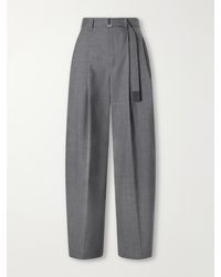 Sacai - Belted Pleated Twill Wide-Leg Pants - Lyst