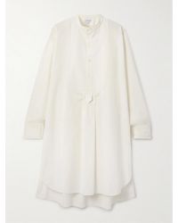 Bottega Veneta - Asymmetrisches Midikleid Aus Popeline Aus Einer Baumwollmischung Mit Falten - Lyst