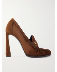 Saint Laurent - Le Loafer Embellished Suede Pumps - Lyst