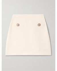Valentino Garavani - Embellished Wool And Silk-Blend Crepe Mini Skirt - Lyst