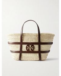 Tory Burch - Ella Tote Aus Geflochtenem Stroh Mit Lederbesätzen - Lyst