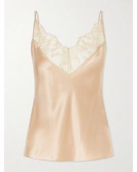 Carine Gilson - Lace-Trimmed Silk-Satin Camisole - Lyst