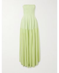 Jonathan Simkhai - Sandrine Strapless Pleated Crepe-Jersey And Chiffon Midi Dress - Lyst