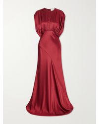 TOVE - Coco Gathered Satin Maxi Dress - Lyst