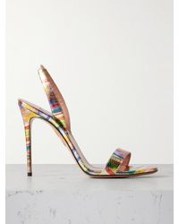 Aquazzura - So Nude 105 Printed Snake-Effect Leather Slingback Sandals - Lyst