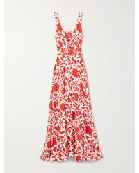 La DoubleJ - Orlebar Eyes Up Here Pleated Floral-Print Silk Maxi Dress - Lyst