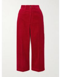 Polo Ralph Lauren - Cropped Cotton-Corduroy Wide-Leg Pants - Lyst