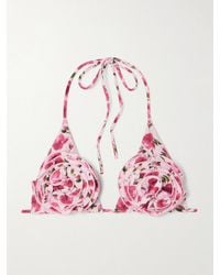 Magda Butrym - Appliquéd Floral-Print Triangle Bikini Top - Lyst