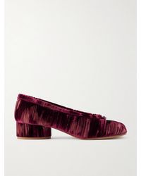 Maison Margiela - Tabi Ballerina Split-Toe Distressed Velvet Pumps - Lyst