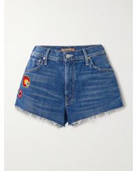 Mother - La Doublej The Dodger Shorts Aus Denim Mit Applikationen Und Fransen - Lyst