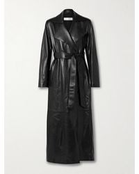 Nour Hammour - Kasha Belted Leather Trench Coat - Lyst