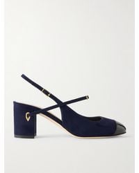 Jennifer Chamandi - Mattia 65 Patent Leather-Trimmed Suede Slingback Pumps - Lyst