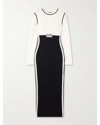 Jean Paul Gaultier - Midikleid Aus Gerippter, Zweifarbiger Stretch-Baumwolle Mit Applikation - Lyst