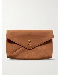 Saint Laurent - Cassandre Large Textured-Nubuck Clutch - Lyst