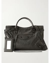 Balenciaga - Le City Medium Embellished Crinkled-Leather Shoulder Bag - Lyst