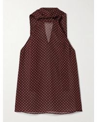 Nili Lotan - Alla Polka-Dot Silk-Chiffon Halterneck Tank - Lyst
