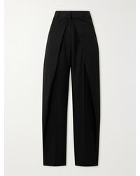 Loewe - Layered Pleated Wool-twill Straight-leg Pants - Lyst