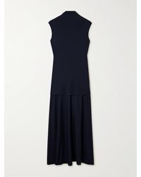 Jil Sander - Mehrlagiges Maxikleid Aus Jersey Mit Stehkragen - Lyst
