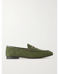 Gucci - Jordaan Horsebit-Detailed Leather-Trimmed Canvas-Jacquard Loafers - Lyst