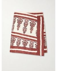 Johanna Ortiz - Printed Linen Mini Wrap Skirt - Lyst