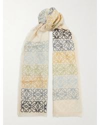 Loewe - Fringed Printed Wool, Silk And Cashmere-Blend Scarf - Lyst