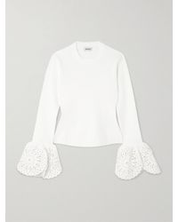 Jonathan Simkhai - Elyse Scalloped Guipure Lace-Trimmed Ribbed-Knit Top - Lyst