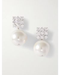 Completedworks - Rhodium-Plated, Cubic Zirconia And Pearl Earrings - Lyst