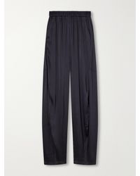 Tibi - Winslow Plissé-Satin Wide-Leg Pants - Lyst