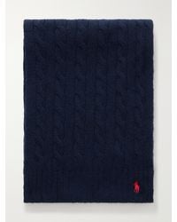 Polo Ralph Lauren - Logo-Embroidered Cable-Knit Wool And Cashmere-Blend Scarf - Lyst