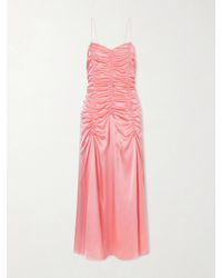KHAITE - Raina Ruched Silk Midi Dress - Lyst