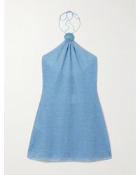 Oséree - Lumière Appliquéd Metallic Stretch-Knit Halterneck Mini Dress - Lyst
